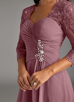 Azazie Devereaux Abiti per la Madre della Sposa Abito A-Line in Chiffon Pizzo Vintage Malva image5