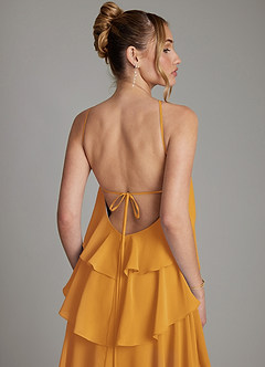 Azazie Deena Bridesmaid Dresses Butterscotch A-Line Ruched Chiffon Dress image6