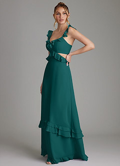 Azazie Malaya Bridesmaid Dresses Peacock A-Line Corset Chiffon Dress image5