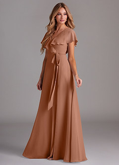 Azazie Lainey Abiti da Damigella Abito A-Line in Chiffon Con Tasche Bronzo image5