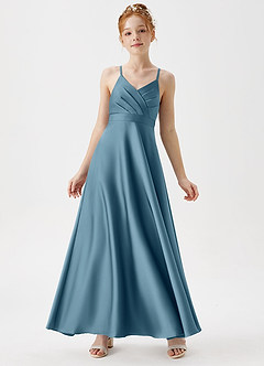 Azazie Avelina Junior Abito A-Line in Raso Elasticizzato Plissettato Bermuda image1