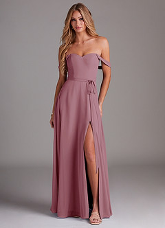 Azazie Aaron Final Sale Vintage Mauve A-Line Off the Shoulder Chiffon Convertible Dress image1