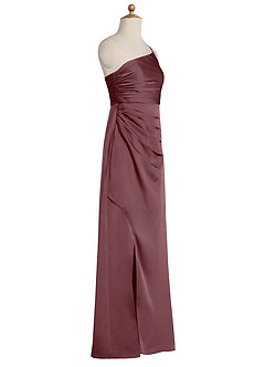Azazie Eren Junior Vestido de Sangrado de Satén Elástico de Recto con Plisado image6