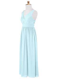 Azazie Kora Junior Cloud Blue A-Line Pleated Chiffon Dress image7