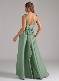 Azazie Kora Brudtärnklänningar Klänning av A-Linje i Stretch Satin Plisserad Matcha image6