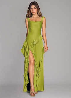 Azazie Sloane Bridesmaid Dresses Lemongrass A-Line Sweetheart Neckline Stretch Satin Dress image1
