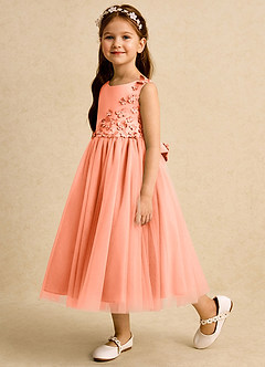 Azazie Malva vestidos de niña de las flores Vestido de Atardecer de Tul de Princesa con Lazo image3