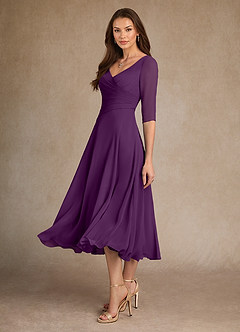 Azazie Durant Mother of the Bride Dresses Grape A-Line Pleated Chiffon Dress image1