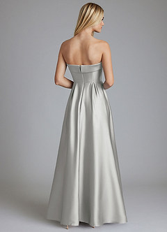 Azazie Lucienne Bridesmaid Dresses Silver A-Line Strapless Stretch Satin Convertible Dress image2