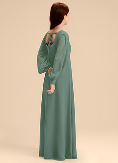 Azazie Bondi Junior Eucalyptus A-Line Blouson Chiffon Dress image6