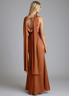 Azazie Tallie Suknie dla druhen Syrena Pofałdowany Satyna elastyczna Do ziemi Sukienka image4