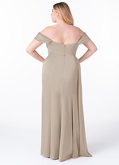 Azazie Amyra Bridesmaid Dresses Frost Sheath Off the Shoulder Stretch Satin Convertible Dress image11