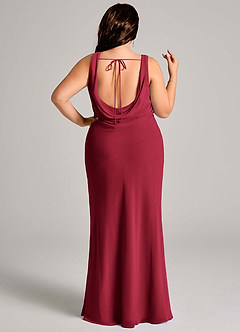 Azazie Rylina Vestidos de damas de honor Vestido de Borgoña de Gasa de Corte Sirena con Plisado image8