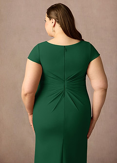 Azazie Tana Mother of the Bride Dresses Dark Green Mermaid V-Neck Pleated Stretch Crepe Dress image11