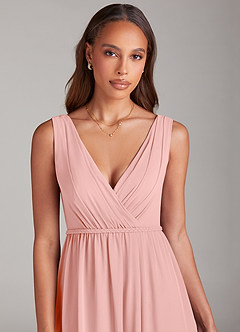 Azazie Tanicia Bridesmaid Dresses Rosette A-Line Pleated Chiffon Dress image5