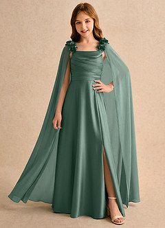 Azazie Rosita Girls Formal Flower Girl Klänningar Klä A-Line i Stretch Satin Plisserad image1