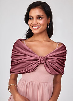 Azazie Off the shoulder Velvet Bow Wrap