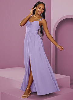 Barbie ♥ Azazie Brautjungfernkleider A-Linie Plissee Chiffon Kleid Flieder image5