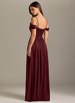 Azazie Calianna Bridesmaid Dresses Cabernet A-Line Off the Shoulder Stretch Satin Convertible Dress image10