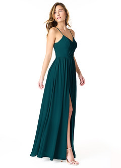 Azazie Cora Abiti da Damigella Abito A-Line in Chiffon Plissettato Pino image4