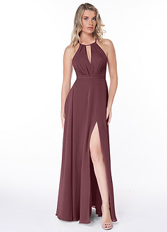 Azazie Evalleen Bridesmaid Dresses Sangria A-Line Pleated Chiffon Dress image2
