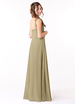 Azazie Rosey Junior A-Linie Herzausschnitt Chiffon Kleid Moosgrün image2