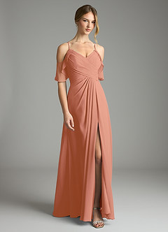 Azazie Dakota Bridesmaid Dresses MAI TAI A-Line V-Neck Pleated Chiffon Dress image3