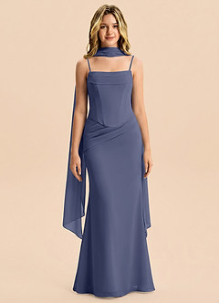 Azazie Sorrel Junior Stormy Mermaid Pleated Chiffon Dress image1