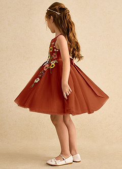 Azazie Prima vestidos de niña de las flores Vestido de Pimenton de Tul de Corte En A con Lazo image4