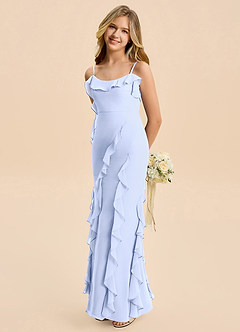 Azazie Phoebe Junior Osłona Marszczony Szyfon Długość podłogi Młodsza druhna Sukienka image4