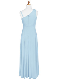 Azazie Brooke Junior Abito A-Line in Maglia Plissettato Azzurro image6
