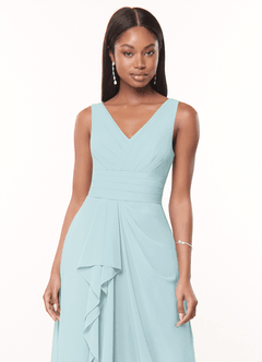 Azazie Julianna Brautjungfernkleider A-Linie Chiffon Kleid Nebel image5