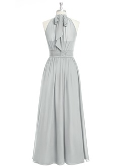 Azazie Iman Jurken voor bruidsmeisjes Jurk van Chiffon met A-Lijn A-lijn met ruches Zilver image25
