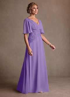 Azazie Milliat Suknie dla Matki Panny Młodej Linia A Koronka Szyfon Długość podłogi Sukienka image2