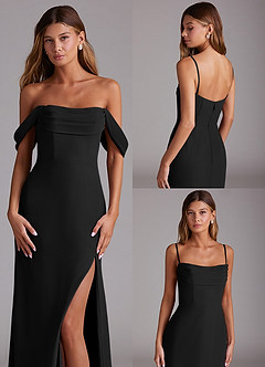 Azazie Saige Bridesmaid Dresses Black A-Line Off the Shoulder Chiffon Convertible Dress image10