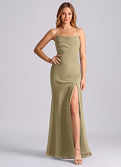 Azazie Grata 신부 들러리 드레스 인어 주름진 쉬폰 바닥 길이 드레스 image6