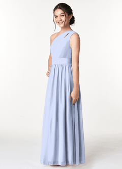 Azazie Molly Junior Ice A-Line Pleated Chiffon Dress image4