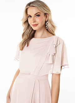 Azazie Aaliyah Modest Bridesmaid Dresses A-Line Scoop Pleated Chiffon Floor-Length Dress image5