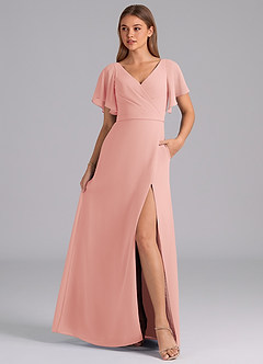 Azazie Ambrosia Bridesmaid Dresses Rosette A-Line Pleated Chiffon Dress image3