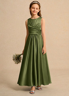 Azazie Ducky Girls Formal Flower Girl Klänningar Klä A-Line i Stretch Satin Plisserad image4