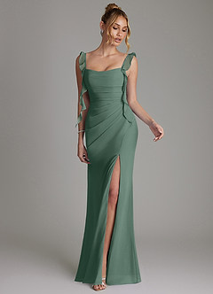 Azazie Jessamine Bridesmaid Dresses Sea Moss Mermaid Corset Chiffon Dress image4