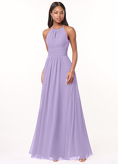 Azazie Bonnie Bridesmaid Dresses Lilac A-Line Keyhole Ruched Chiffon Dress image1
