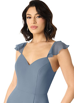 Azazie Everett Bridesmaid Dresses Twilight A-Line V-neck Ruched Chiffon Dress image4