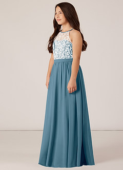 Azazie Fahari Junior Bermuda A-Line Lace Chiffon Dress image3