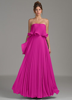 Azazie Alexia Bridesmaid Dresses Fuchsia A-Line Ruched Chiffon Dress image4