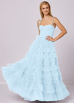 Barbie ♥ Azazie Bridesmaid Dresses Sky Blue A-Line Sweetheart Neckline Tulle Dress image1