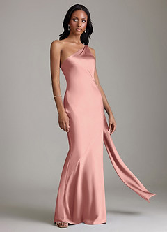 Azazie Juniper Suknie dla druhen Syrena Jedno ramię Satyna elastyczna Do ziemi Sukienka image5