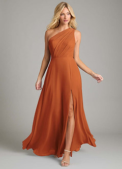 Azazie Phaedra Jurken voor bruidsmeisjes Jurk van Chiffon met A-Lijn One-Shoulder Kaneel image4