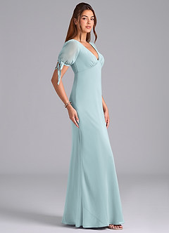 Azazie Pheby Bridesmaid Dresses Mist A-Line Pleated Chiffon Dress image5