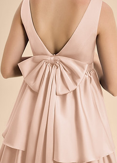 Azazie Meadowyn Junior Blushing Pink A-Line Bow Stretch Satin Dress image7